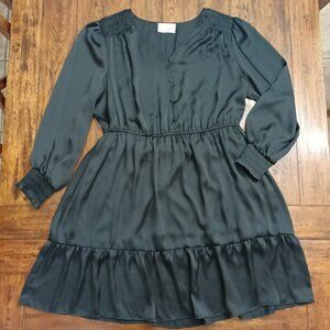 JUST FOUND Long-Sleeve Satin Mini Dress. Plus Size 2X